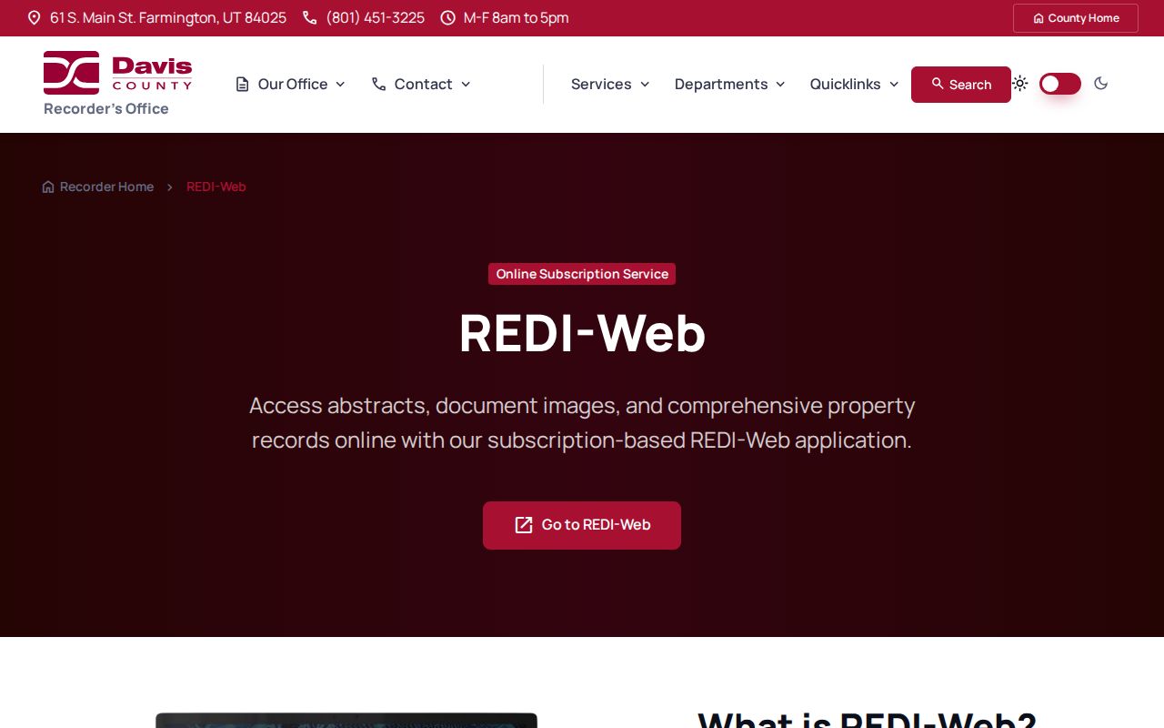 Bountiful residents directory Davis County Recorder deed index and REDI-Web source