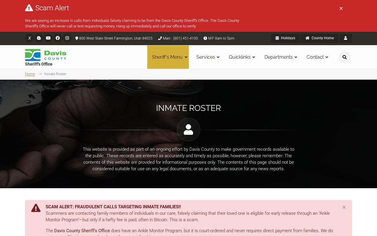 Bountiful resident lookup Davis County Sheriff current jail roster